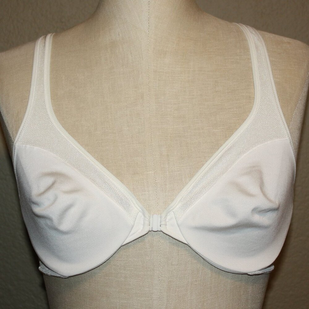 WARNER'S FRIDAYS WHITE RACERBACK BRA OPEN FRONT UNDERWIRE - SIZE 34B